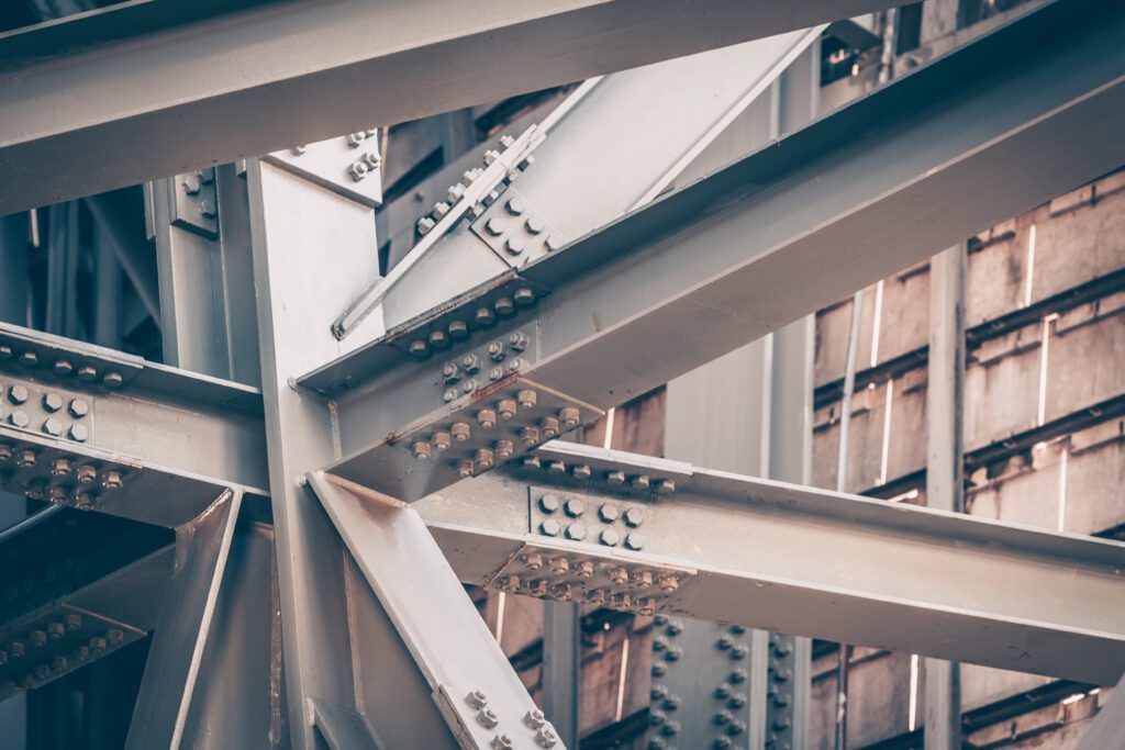 a close up image of a steel structure.